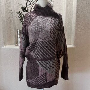 prAna Brown Pink CELANDINE CARDIGAN WRAP Wool Blend SWEATER REVERSIBLE XS/S VGUC